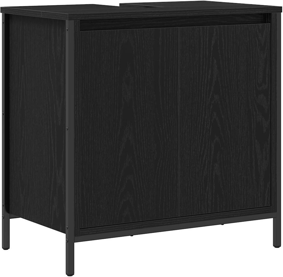 vidaXL Mueble de baño con lavabo negro 60x34,5x60 cm Negro