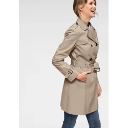 Trenchcoat ANISTON CASUAL, Damen, Gr. 44, beige, Web, Obermaterial: 100% Baumwolle. Futter: 100% Polyester, unifarben, figurumspielend ca. Mitte Oberschenkel, verstellbar, Mäntel, mit Gürtel zum Regulieren