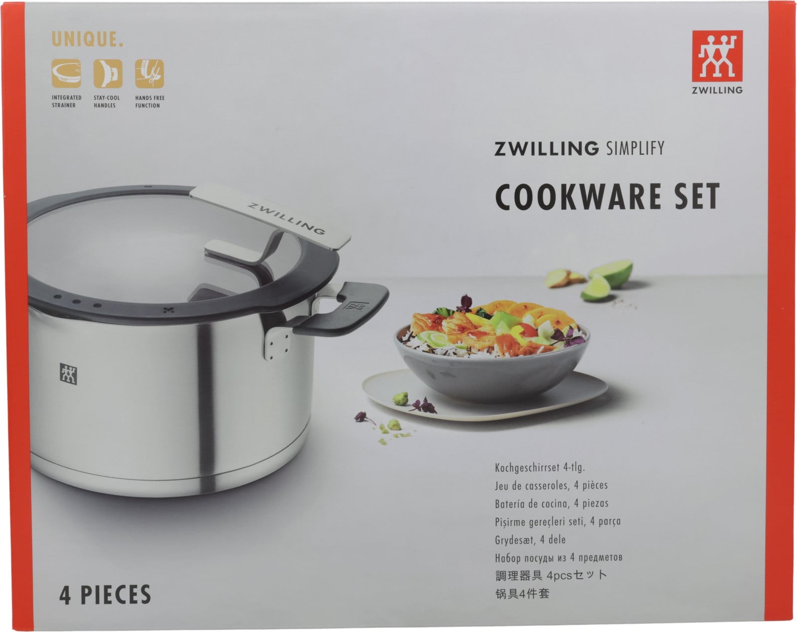 Zwilling Simplify RVS-pannenset, 4-delig, zilver-zwart