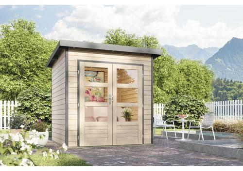 Gartenhaus Karibu Metalwoody 1 A Blech graualuminium inkl. Unterkonstruktion 229 x 228 cm natur