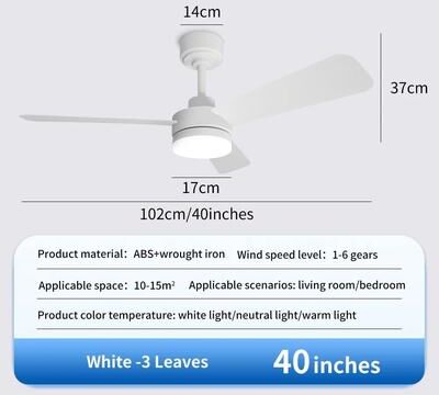 Uplift Essentials Modern Black Ceiling Fan Chandelier a 40inch white