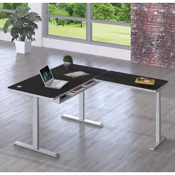 Höhenverstellbarer Winkelschreibtisch Mewo 4 Bürotisch mit Ablage