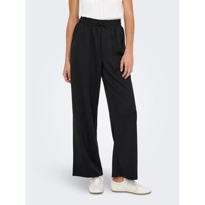 Trainingshose ONLY "ONLSCARLETT WIDE PANT SWT NOOS", Damen, Gr. XL (42), N-Gr, schwarz, Sweatware, Obermaterial: 60% Polyester, 40% Viskose, unifarben, ausgestellt knöchellang, Hosen Trainingshose