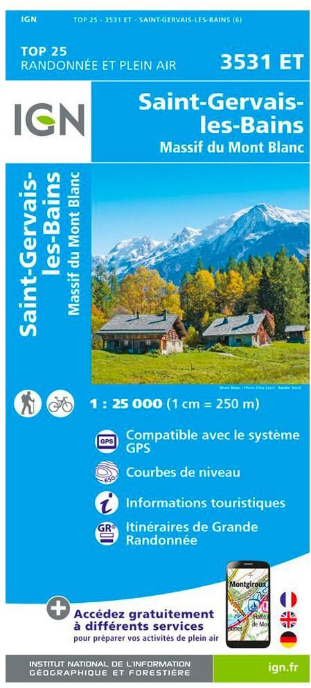 IGN  - 3531ET Saint-Gervais-les-Bains, Massif Du Mont Blanc - Carte
