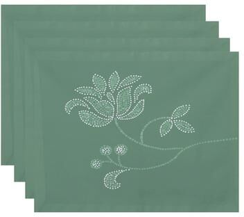 E by Design 18 x 14-inch Traditionalal Flower-Single Bloom Floral Print Placemat (Set of 4)