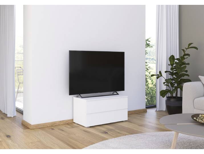 TV-Lowboard Mainz Front & Korpus: Spanplatte, lackiert Rückwand: MDF Mitteldichte Holzfaserplatte , lackiert Weiß/Alpinweiß 80cm