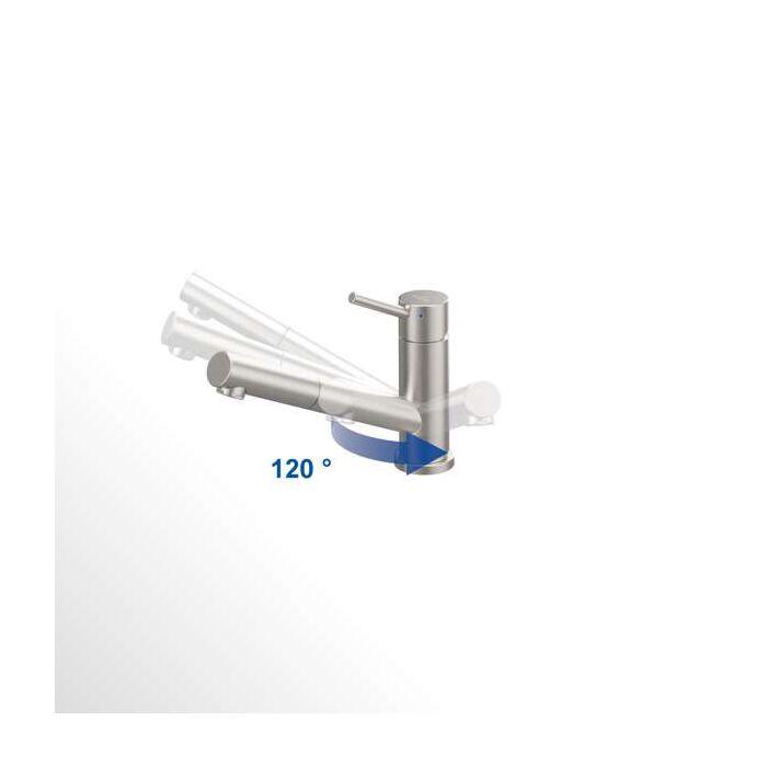 Villeroy und Boch Küchenarmatur Como Window 925800LC 8,6 l/min, umlegbar, ausziehbar, Edelstahl massiv
