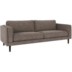 Sofa Braden 3-Sitzer aus Stoff, klassisch und komfortabel, Bezug Greg Dunkelbeige, Beine Braun