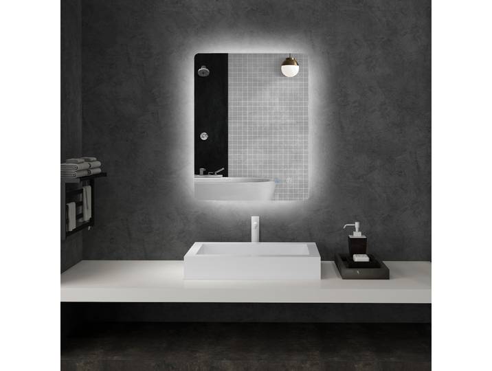 kleankin Miroir Salle Bain LED 80x60cm Blanc