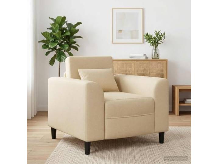 IBUQDDV Sessel Creme Stoff mit Holzrahmen und Schaumstoffpolsterung 90x88x85 cm, breite Armlehnen, modernes Design, einfache Pflege, robuste Holzkonstruktion
