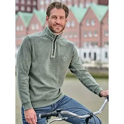 engbers Herren Sweatshirt strukturiert Grün regular gemustert Zipper - L
