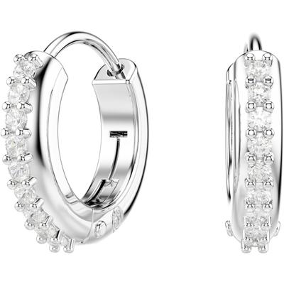 Paar Creolen SWAROVSKI "Schmuck Geschenk Matrix Ohrringe", silber (metallfarben, kristallweiß, kristallweiß), Ohrringe, Damen, 12mm, Metall, mit Swarovski Zirkonia (synth.)