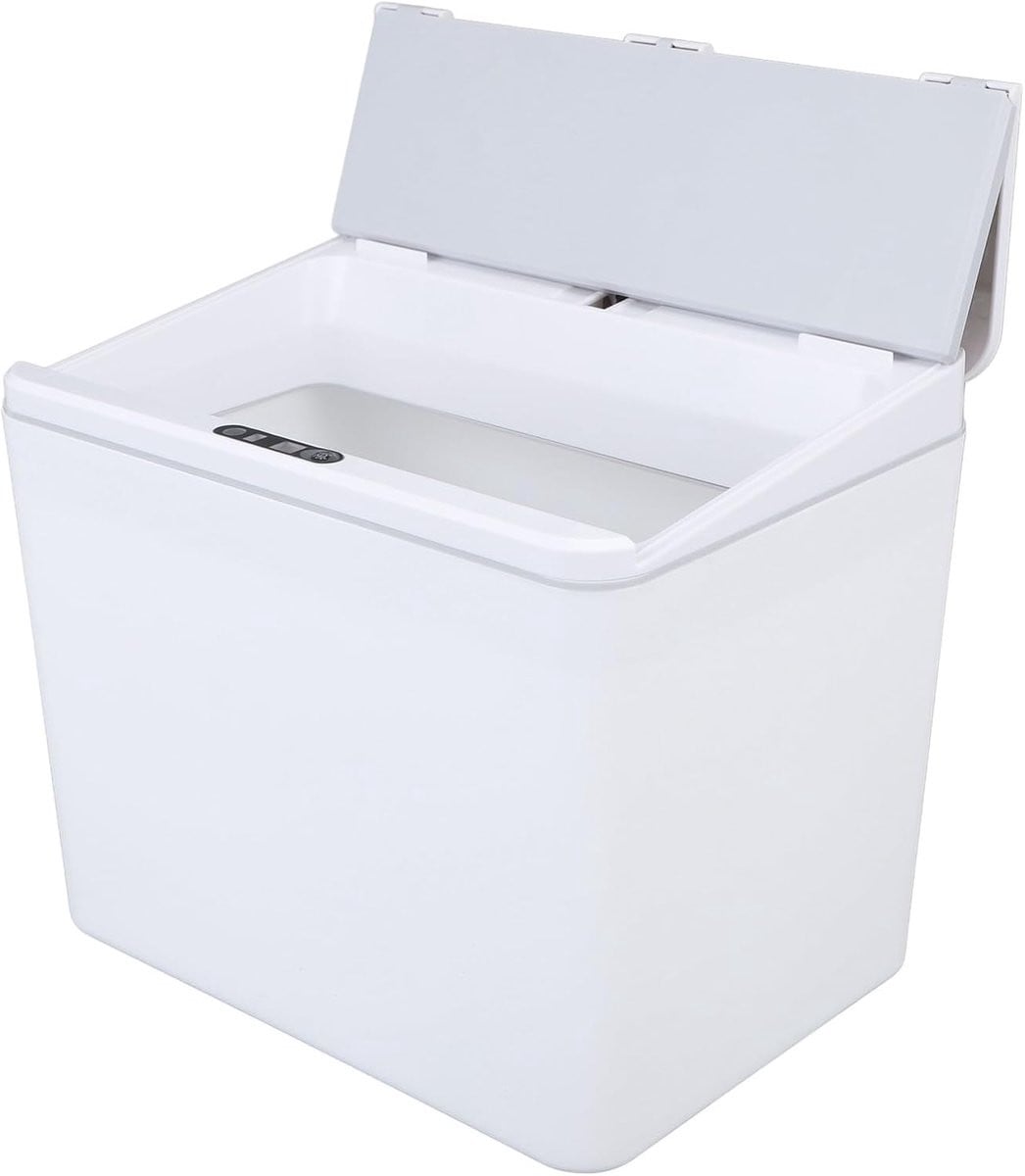 Mini Prullenbak met Sensor en Automatisch Deksel, 8L, Wit