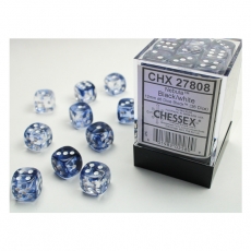 Chessex Würfel - 12mm - Nebula Black/white (Würfelset 36 x W6) 292673