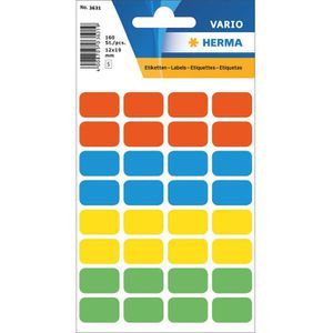 Herma Vielzwecketiketten 3631, farbig sortiert, 12 x 19mm, 5 Blatt, 160 Stück