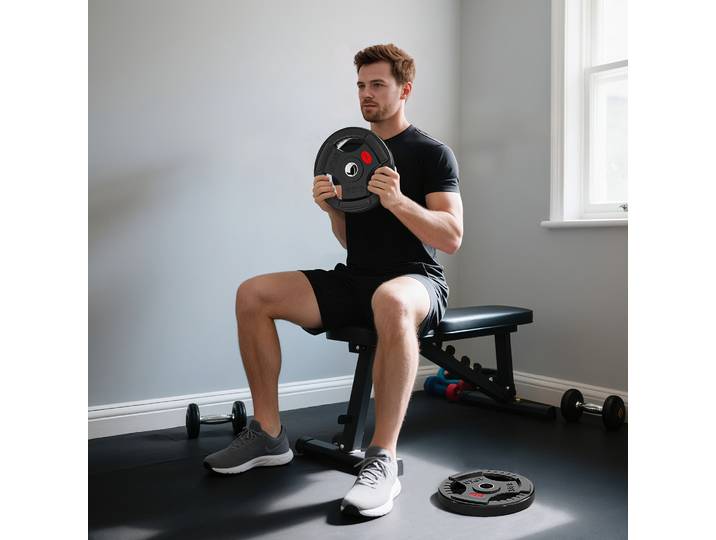 SPORTNOW Disques Olympiques 2x15kg Ø50mm Triple Poignée Noir