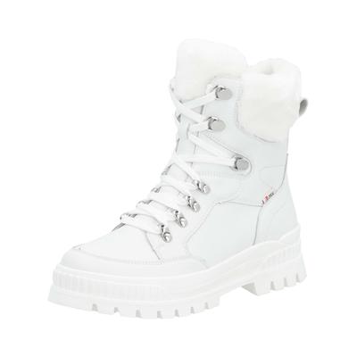 Schnürstiefelette RIEKER "Rieker Stiefelette Glattleder", Damen, Gr. 38, weiß, Glattleder, Schuhe Schnürstiefelette