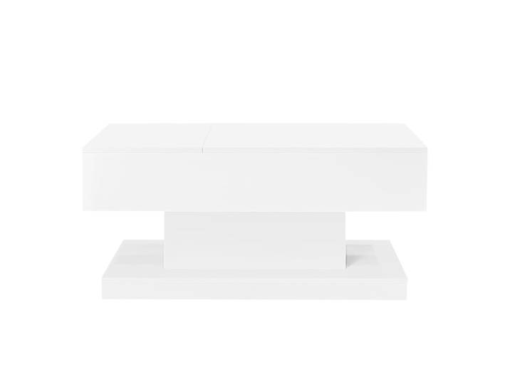 Table basse blanche relevable avec éclairage LED et 1 tiroir