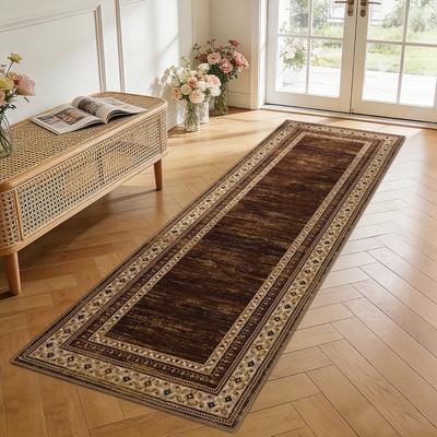 Garvee Vintage Floral Geometric Bordered Area Rug