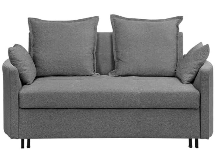 2-Sitzer Sofa mit Schlaffunktion Stoff grau mehrere Kissen Schlafsofa Hovin