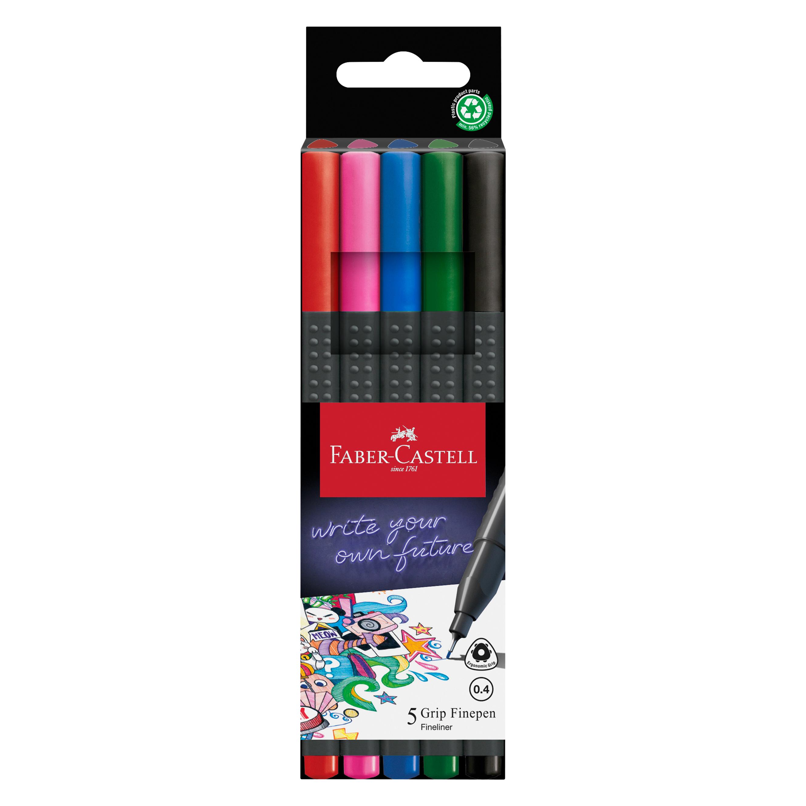 Faber-Castell Fineliner GRIP FINEPEN, 5er Kartonetui (5x) (151604)