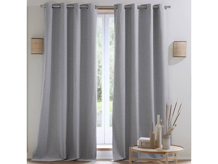 Lot de 2 rideaux occultant 135x180 gris en polyester