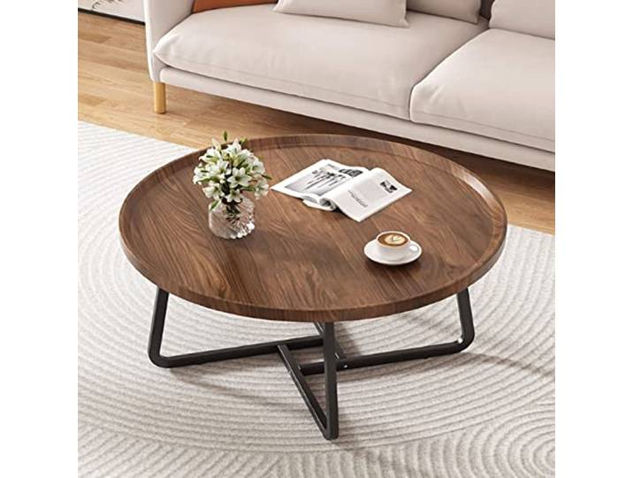 beaka Couchtisch Wohnzimmertisch Rund - Vintage Sofa Tisches, Skandinavisches Wohnzimmer Couchtisch, Einfacher Aufbau Moderner Stil Kaffeetisch 2er Set (Color : Walnut, Size : 60 * 60 * 40cm)