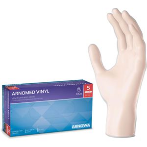 Arnomed Einmalhandschuhe Vinyl, transparent, 100 Stk, Vinyl, chemikalienbeständig, lebensmittelecht, Größe S, 100 Stück