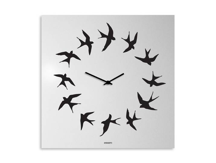 dESIGNoBJECT horloge murale BIRDS (Blanc - Tôle coupée au laser)