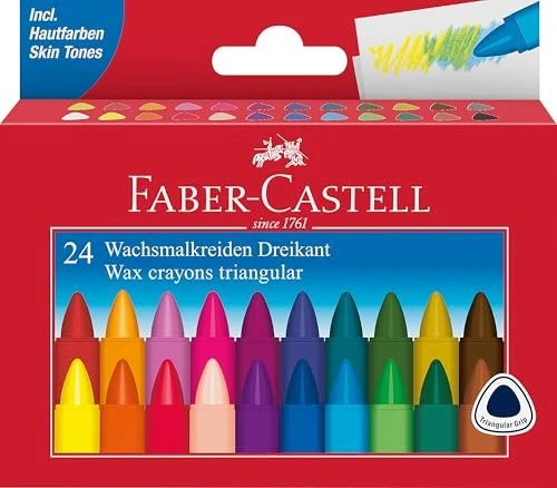 FABER-CASTELL Triangular Wachsmalstifte farbsortiert, 24 St.