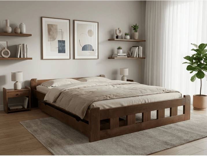 Erhöhtes Bett Naomi 180 x 200 cm, Eiche Matratze: Matratze Sommera 18 cm, Lattenrost: Mit Lattenrost