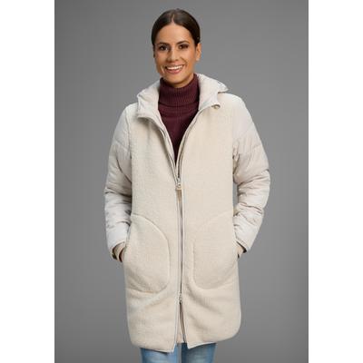 Hybridjacke KANGAROOS, Damen, Gr. 44, beige (beige, grau), Web, Fleece, Obermaterial: 100% Polyester. Obermaterial Webware: 70% Polyester, 30% Polyamid. Futter: 100% Polyester. Wattierung: 100% Polyester, kontrastfarbene Details, unifarben mit...