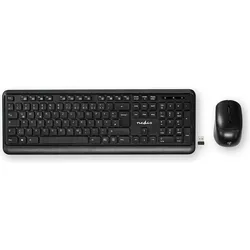 Nedis KBMCW100BKDE Maus und Tastatur-Set Wireless Maus- und Tastaturverbindung: USB 800 / 1200 / 160 (DE, Kabellos), Tastatur, Schwarz