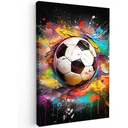 LEINWANDBILD Fußball - Farbe - Farben - Schwarz - Weiß Deko Wohnzimmer 20x30 cm