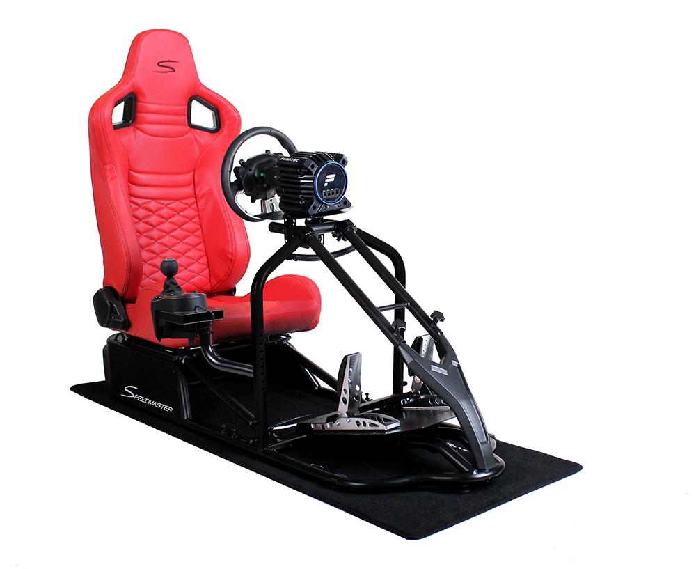 SIM Racing Cockpit Seat Pro Sim Rig SCHWARZ | Gaming Simulator Cockpit | Rennsimulator Lenkradständer Carbonfaser Optik Rot