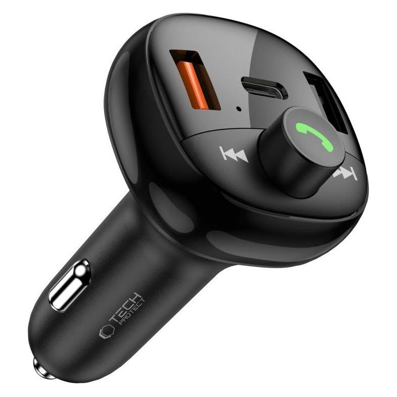 Tech-Protect CC06 3-port PD72W car charger with transmitter - black (27641-0)