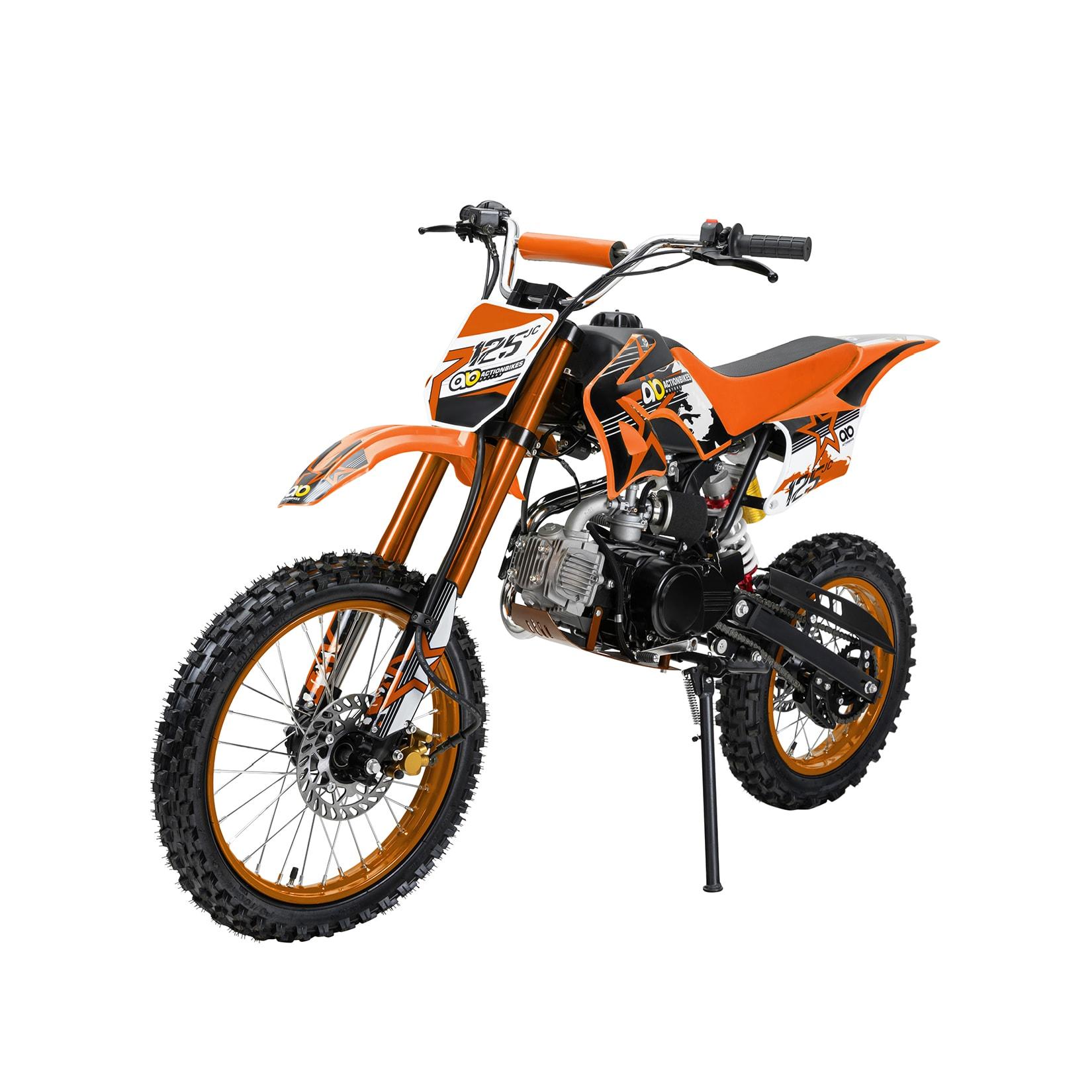 Jugend-Crossbike JC125, Benzin-Jugendmotorrad, 125 ccm, 17/14-Reifen, 4-Takt-Motor, 80 km/h, ab 14 J. (Orange)