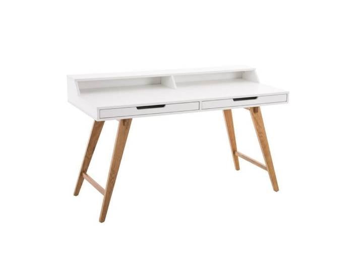 Bureau droit en MDF et bois de chêne avec 2 tiroirs et 2 surfaces de travail - CLP - EATON