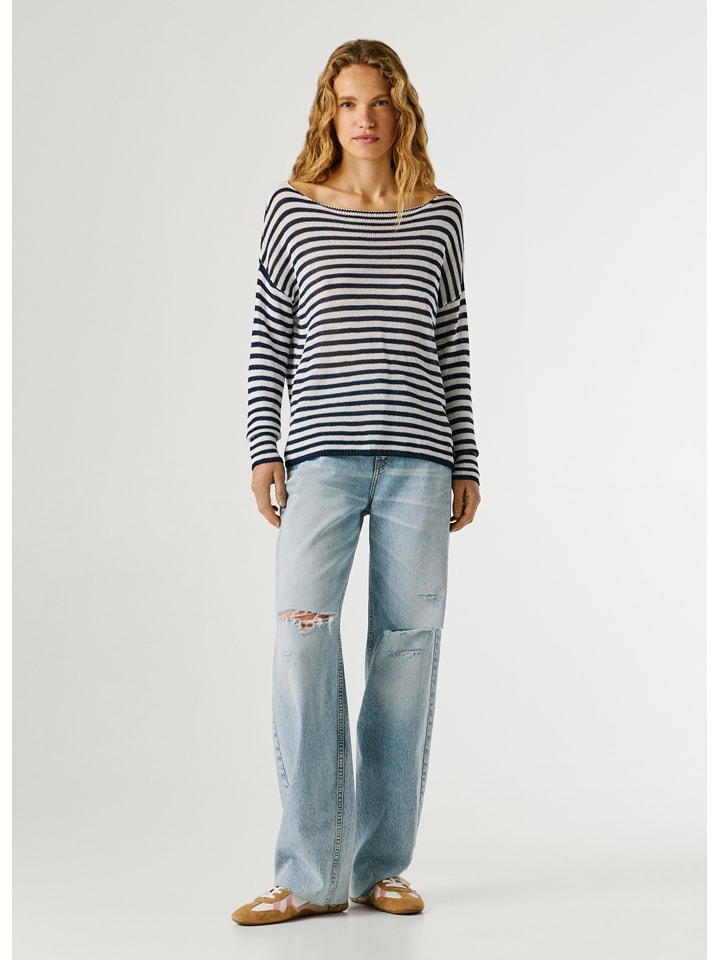 Pepe Jeans Pullover "Kalua" in Schwarz/ Weiß - S