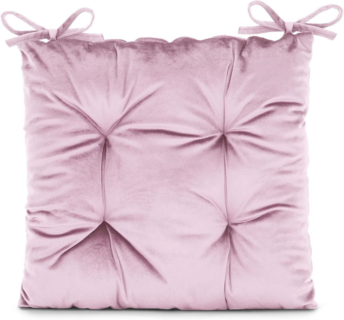 Comfortabel Stoelkussen met Bevestigingsbanden Fluweellook 40 x 40 cm