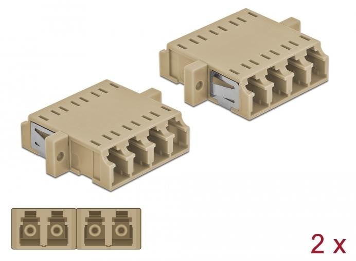 Delock Optische koppeling LC Quad naar LC Quad, multimode, keramisch, beige, 2 stuks
