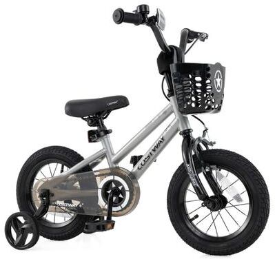 Costway 12 Inch Kids Bike Adjustable with Transparent Chain Cover for 3-4 Years Old