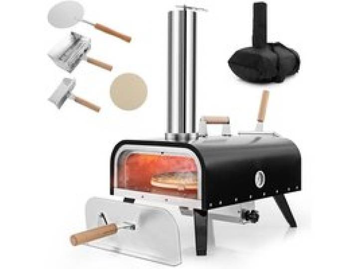 Four à Pizza - Températ - Multi combustible - Pierre Rotative - Thermomètre - Housse de Protection