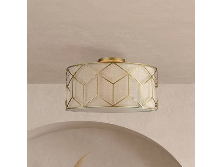 Maytoni Deckenleuchte Messina, dimmbar, messing / gold, für Wohn- / Esszimmer, Textil / Stoff / Seide