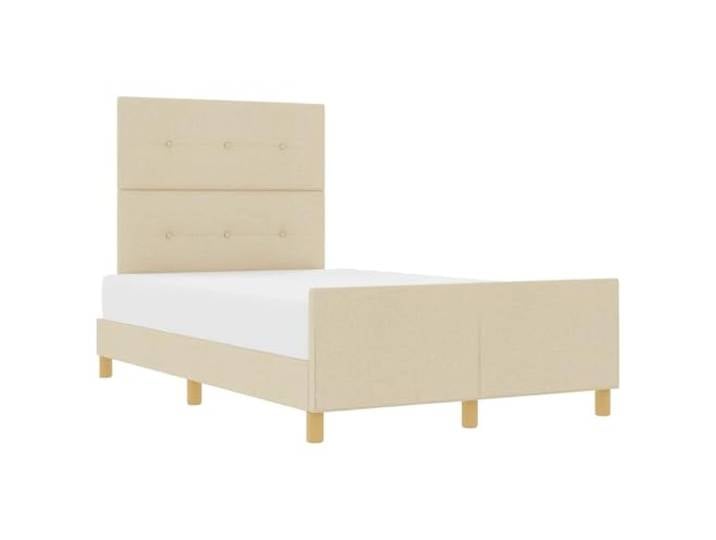 KKgypkn Bett mit Kopfteil Creme 120x200 cm Stoff, Plattformbett mit Schaumfüllung, minimalistisches Bettgestell inklusive Fußteil