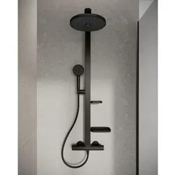 Ideal Standard Alu+ Duschsystem BD583XG  mit Ceratherm Thermostat, 2 Ablagen, Silk Black