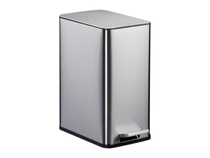 Relaxdays Poubelle de salle de bain\, capacité : 10 litres\, seau intérieur amovible\, couvercle pratique\, argentée