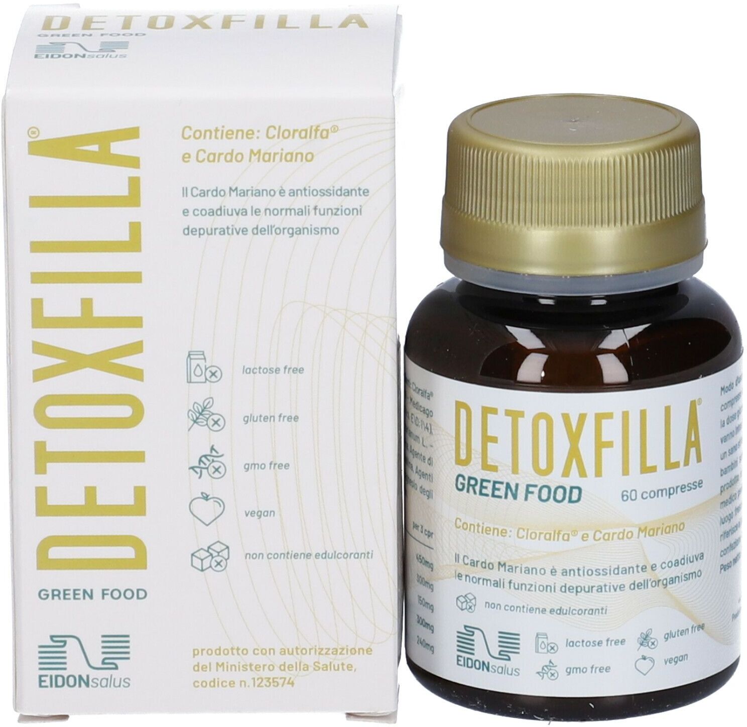 EIDON SALUS Srl Detoxfilla 60 Compresse - Integratore con Cloralfa e Cardo Mariano per Funzioni Depurative