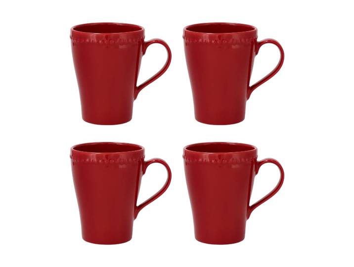 Scandi Living Tasse Dots 35cl Lot de 4 Rouge