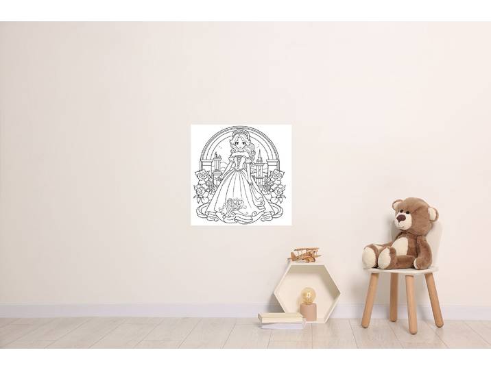Wandsticker QUEENCE Prinzessin , weiss (weiß), B:45cm H:45cm, Vinyl, Wandtattoos, Wandsticker, DIY-Wandsticker zum Bemalen